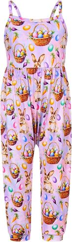 Yousie Easter Day Outfit for Toddler Girls Jumpsuit Romper Spring Summer Outfit with Pockets in Saudi Arabia