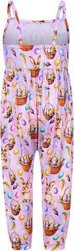 Yousie Easter Day Outfit for Toddler Girls Jumpsuit Romper Spring Summer Outfit with Pockets in Saudi Arabia