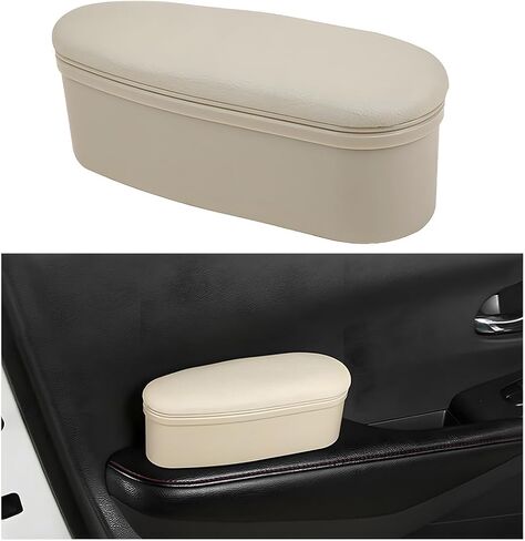 Car Armrest Support Cover, Left Side Door Armrest Cushion Pad Extender with Storage Box, Anti-Slip & Waterproof Leather Driver Left Arm Rest Storage Cover, Car Accessories (Black, Style 2) in Saudi Arabia