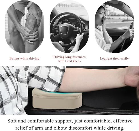 Car Armrest Support Cover, Left Side Door Armrest Cushion Pad Extender with Storage Box, Anti-Slip & Waterproof Leather Driver Left Arm Rest Storage Cover, Car Accessories (Black, Style 2) in Saudi Arabia