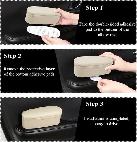 Car Armrest Support Cover, Left Side Door Armrest Cushion Pad Extender with Storage Box, Anti-Slip & Waterproof Leather Driver Left Arm Rest Storage Cover, Car Accessories (Black, Style 2) in Saudi Arabia