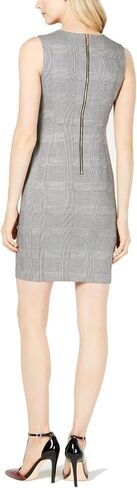 Calvin Klein Womens Gray Zippered Plaid Sleeveless Jewel Neck Short Sheath Cocktail Dress Size in Saudi Arabia