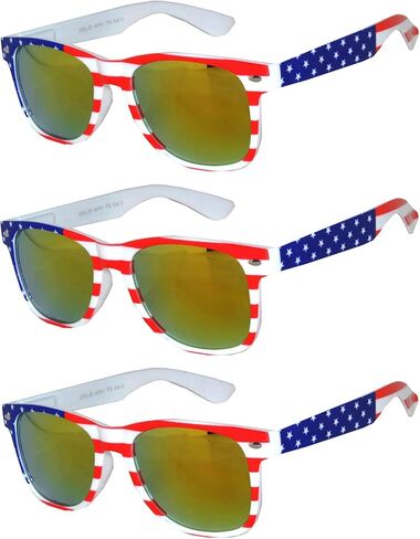 3 أجهزة كمبيوتر نظارة شمسية أمريكية العلم ، مستطيل وطني 4 يوليو للأشعة فوق البنفسجية المحمية ، الدخان ، عدسة صافية USA Sun Glasses in Kuwait
