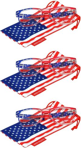 3 Pcs American Flag Sunglasses, Patriotic Rectangle July 4th UV Protected Mirrored, Smoke, Clear lens USA Sun Glasses in Kuwait