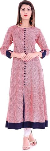 Yash Gallery Women's Rayon Geometric Print A-Line Kurtis in Saudi Arabia