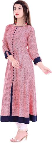 Yash Gallery Women's Rayon Geometric Print A-Line Kurtis in Saudi Arabia