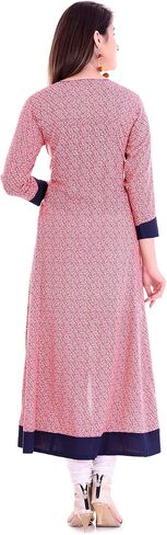 Yash Gallery Women's Rayon Geometric Print A-Line Kurtis in Saudi Arabia
