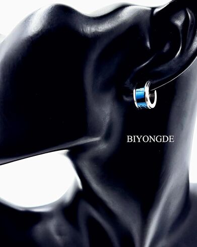 BIYONGDE Mens Womens Grooved Huggie Hinged Hoop Earrings, Stainless Steel, Silver Gold in Kuwait