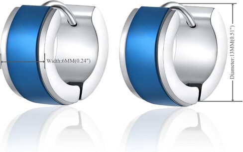 BIYONGDE Mens Womens Grooved Huggie Hinged Hoop Earrings, Stainless Steel, Silver Gold in Kuwait