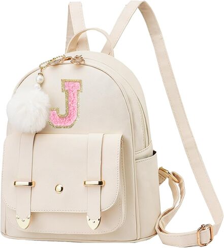 Initial Cute Mini Backpack Purse for Women Pompom Back pack Shoulder Bag (Letter A) in Saudi Arabia