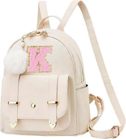 Initial Cute Mini Backpack Purse for Women Pompom Back pack Shoulder Bag (Letter A) in Saudi Arabia