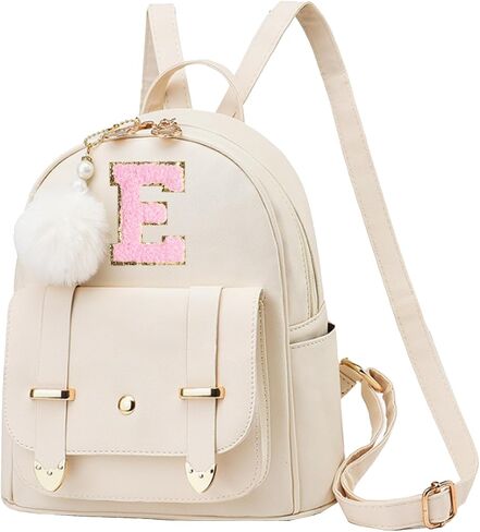 Initial Cute Mini Backpack Purse for Women Pompom Back pack Shoulder Bag (Letter A) in Saudi Arabia