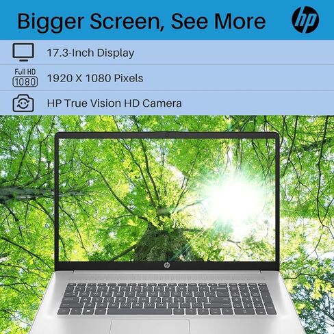 Newest HP 17 Laptop, 17.3" HD+ Touchscreen, AMD Ryzen 5 5625U Processor, 16GB DDR4 RAM, 1TB SSD, Fingerprint Reader, HDMI, Wi-Fi 6, Windows 11 Home, Silver in Kuwait
