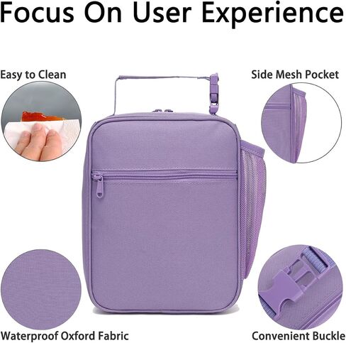 Insulated Lunch Bag for Women Girl Teen large Insulated Kid Lunch Bag,Large Reusable Cute Cooler Bag for School Work Picnic,Purple Alphabet in Saudi Arabia