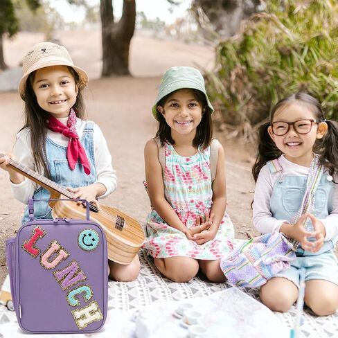 Insulated Lunch Bag for Women Girl Teen large Insulated Kid Lunch Bag,Large Reusable Cute Cooler Bag for School Work Picnic,Purple Alphabet in Saudi Arabia