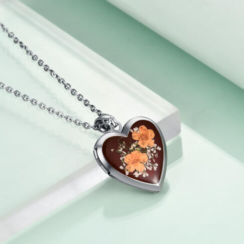 Rnivida Flowers Heart Locket Necklace for Women, Hold Photo Pictures Locket, 18 Inches in Saudi Arabia