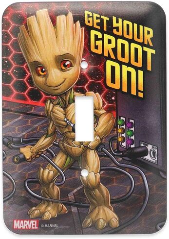 Marvel Groot Metal Light Switch Plate - Groot Switch Plate Decoration for Bedroom or Man Cave - Get Your Groot On! in Saudi Arabia