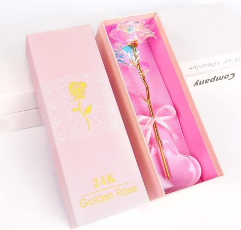 Beferr Gifts for Women Mom Galaxy Rose Glass Crystal Flowers with Heart-Shaped Base Eternal Roses Forever Flowers Mother's Birthday Gifts for Grandma Daughters Wife Sister Kids in Kuwait