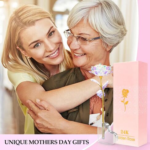 Beferr Gifts for Women Mom Galaxy Rose Glass Crystal Flowers with Heart-Shaped Base Eternal Roses Forever Flowers Mother's Birthday Gifts for Grandma Daughters Wife Sister Kids in Kuwait