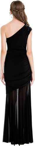 Angel-fashions Women's One Shoulder Beading Ruched Transparent Cocktail Dress in Kuwait