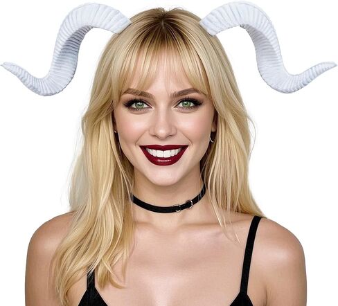 Mostory Devil Ram Horns عصابة الرأس - قرون الأغنام عصابة الرأس للبالغين Cosplay Halloween Photo Photo in Saudi Arabia
