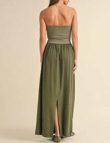 MISSACTIVER Womens Summer Drop Waist Flowy Patchwork Strapless Maxi Tube Dress Off Shoulder Casual Bandeau Tank Dress in Saudi Arabia