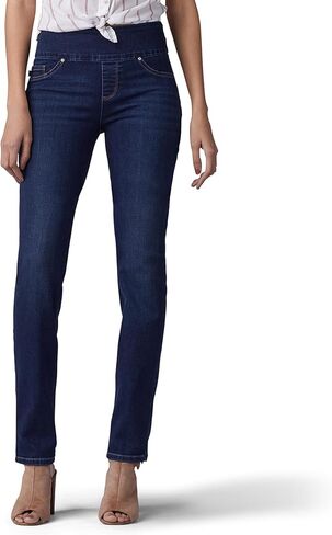 Lee Women's Sculpting Fit Slim Leg Pull on Jean, Black, 18 in Saudi Arabia