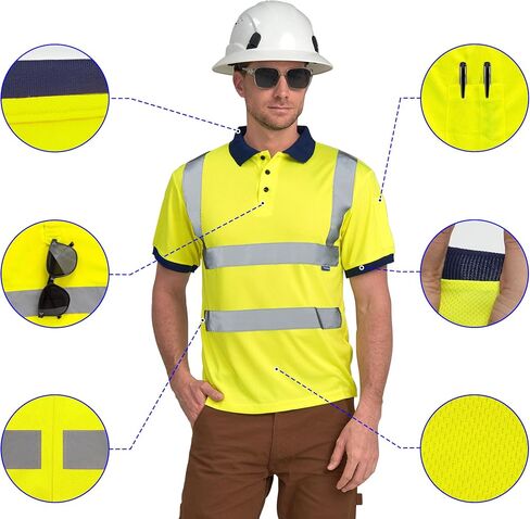 AYKRM High Visibility Security Polo Shirts neon Construction Work Shirts in Kuwait