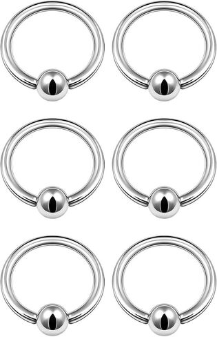 KJM Fashion 6PCS Anodized Black Captive Bead Hoop 14g 3/8 10mm 4mm Ball Cartilage Tragus Nose Earrings Eyebrow Piercing Jewelry 6560 in Kuwait