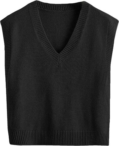 SOLY HUX Women's Sleeveless V Neck Sweater Vest Trendy Pullover Knitwear Tank Tops in Saudi Arabia