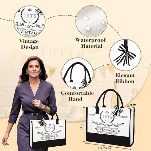 50th Birthday Gifts for Women Her, Funny Birthday Gifts for 50 Year Old Woman, Unique 50 Fabulous 1975 Tote Bag Set, Happy 50th BirthdayGift Basket for Her Mom Sister Friend Wife in Saudi Arabia