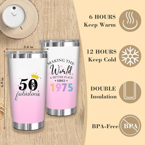 50th Birthday Gifts for Women Her, Funny Birthday Gifts for 50 Year Old Woman, Unique 50 Fabulous 1975 Tote Bag Set, Happy 50th BirthdayGift Basket for Her Mom Sister Friend Wife in Saudi Arabia