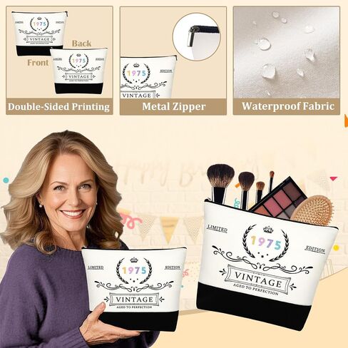 50th Birthday Gifts for Women Her, Funny Birthday Gifts for 50 Year Old Woman, Unique 50 Fabulous 1975 Tote Bag Set, Happy 50th BirthdayGift Basket for Her Mom Sister Friend Wife in Saudi Arabia