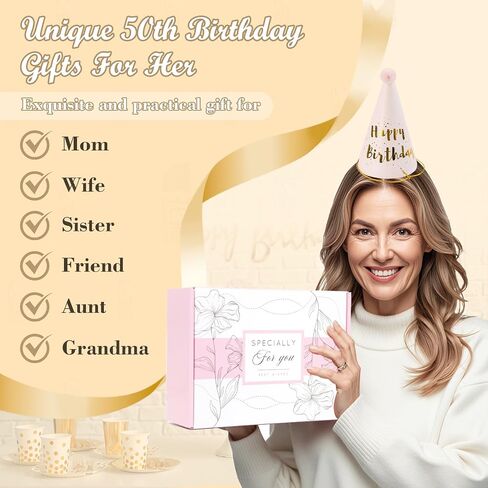 50th Birthday Gifts for Women Her, Funny Birthday Gifts for 50 Year Old Woman, Unique 50 Fabulous 1975 Tote Bag Set, Happy 50th BirthdayGift Basket for Her Mom Sister Friend Wife in Saudi Arabia