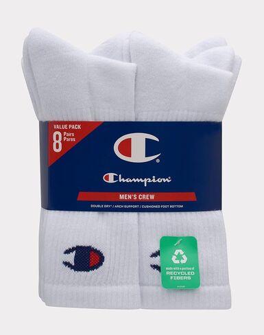 مجموعة جوارب كاجوال برقبة دائرية ضيقة مزينة بشعار شامبيون مع تقنية التجفيف المزدوج لامتصاص الرطوبة للرجال من شامبيون (عبوة من 6 قطع) in Kuwait