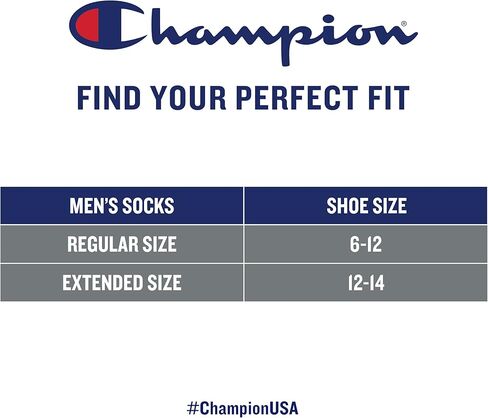 مجموعة جوارب كاجوال برقبة دائرية ضيقة مزينة بشعار شامبيون مع تقنية التجفيف المزدوج لامتصاص الرطوبة للرجال من شامبيون (عبوة من 6 قطع) in Kuwait