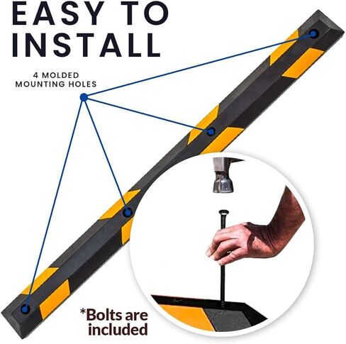 Zento يتعامل مع Curb Curb Curb Curb Curb - مبنى سدادة لوقوف السيارات 72 "سهلة التثبيت ، وسوداء سوداء/صفراء عاكسة لوقوف السيارات ؛ للسيارة والشاحنة والمقطورة و RV (الأسود والأصفر) in Kuwait