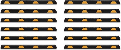 Zento Deals Rubber Parking Curb Garage Car Stopper - Parking Wheel Stopper Block 72" Wide Easy to Install, Black/Yellow Reflective Parking Block; for Car, Truck, Trailer and RV (Black and Yellow) in Saudi Arabia