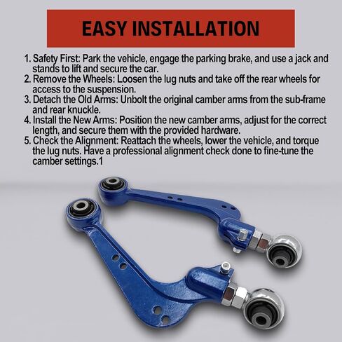 Adjustable Rear Camber Arms Kit 2pcs for Toyota RAV4 2006-2018, Lexus NX 2015-2020 Replaces OE 48790-42020 48770-42040 in Saudi Arabia