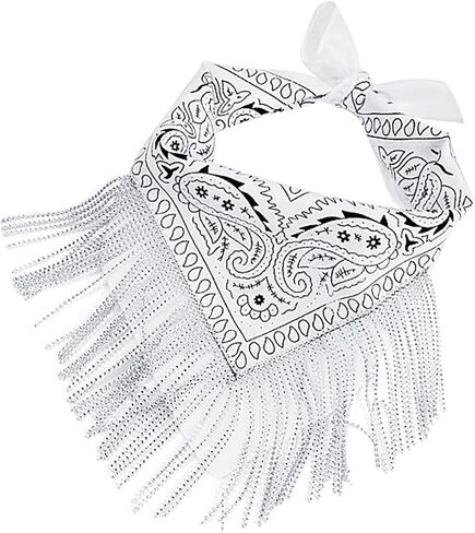 Holiberty Rhinestone Fringe Bandana Mask Paisley Western Cowboy Sqaure Scarf Head Wrap Disco Rave Party Bachelorette Bandanas in Saudi Arabia