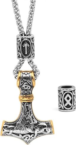 الفايكنغ ثور مطرقة ميولنير قلادة للرجال رون تميمة مجوهرات الفايكنج هدية للرجال in Kuwait