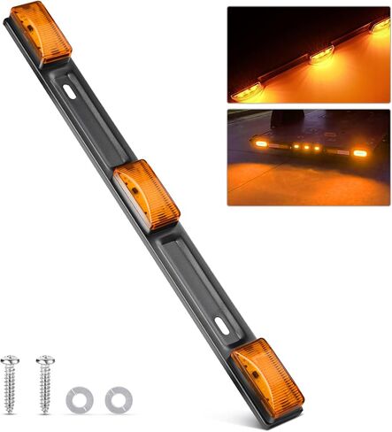 Gooacc 9led Marker ID BAR 1PC 14.2inch Amber Trailer Trailer Impler Imploor Lights Bracket Stainless Steel Bracket IP67 in Kuwait