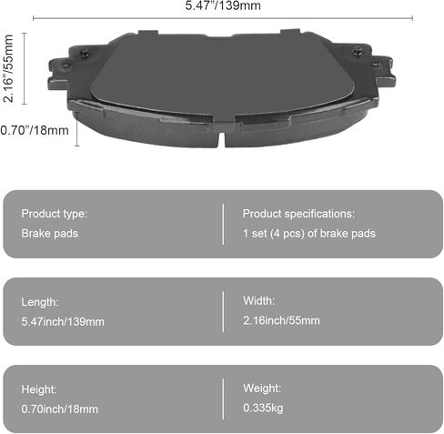 Front Brake Pads for Toyota Corolla RAV4 Matrix Scion xB xD Pontiac Vibe Lexus HS250h Ceramic Brake Pads w/Hardware Replacement in Kuwait