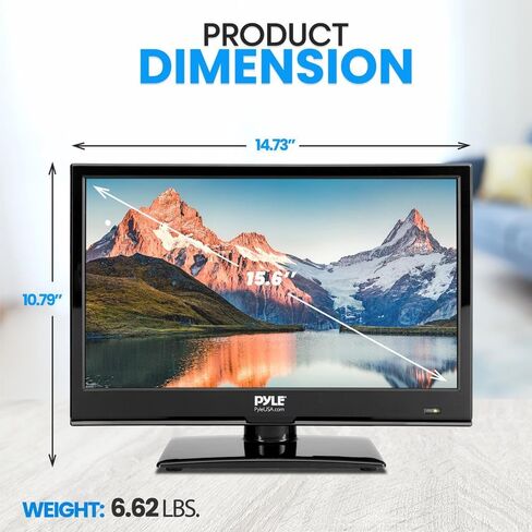 15.6 Inch 1080p LED RV Television - Slim Flat Screen Monitor FHD Small TV w/HDMI, RCA, Multimedia Disk/DVD Combo, 12/24 Volt Car Adapter, Wall Mount, Works w/Mac PC, Includes Remote Control in Saudi Arabia