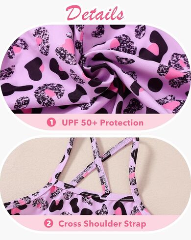 Girls Swimsuit One Piece Bathing Suit Quick Dry Beach Swimwear Cute Cross Shoulder Strap Swimming Suits 2-10 Years in Kuwait