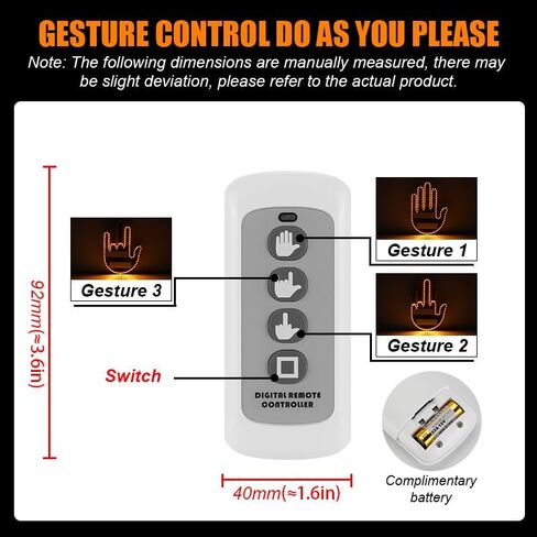 Fun Gesture LED Decorative Light, Super Bright Display, 7 Gestures, Remote Control (H-0035-W) in Saudi Arabia