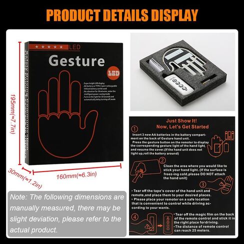 Fun Gesture LED Decorative Light, Super Bright Display, 7 Gestures, Remote Control (H-0035-W) in Saudi Arabia