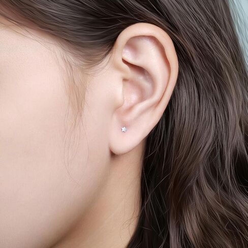 limerencia 18G Pure Titanium Body Piercing Jewelry, G23 Hypoallergenic Flat Back Internally Threaded Tragus Helix Cartilage Conch Medusa Lip Labret Piercing Stud Earrings for Women Men in Saudi Arabia