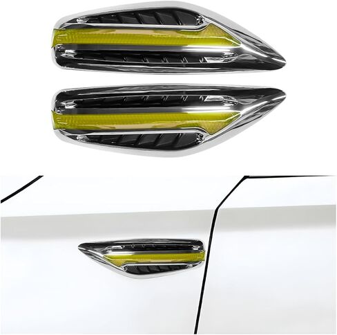 2 PCS Car Hood Vent Trim, Waterproof Stylish Vehicle Air Flow Fender Side Vent Decor Sticker, Durable Car Air Flow Intake Hole Stickers, Car Exterior Decorative Accessories (White) in Saudi Arabia