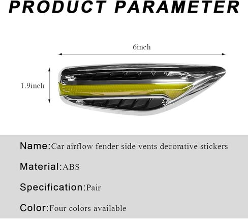 2 PCS Car Hood Vent Trim, Waterproof Stylish Vehicle Air Flow Fender Side Vent Decor Sticker, Durable Car Air Flow Intake Hole Stickers, Car Exterior Decorative Accessories (White) in Saudi Arabia